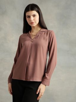 Strong And Brave - Women Georgette Shirt Style Mauve Top
