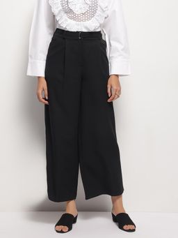 Strong And Brave - Women Tailored Straight Fit High-Rise Korean Style Black Trousers