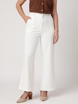 Strong And Brave - Women Smart Wide Leg Formal White Trousers