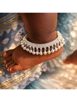 Miora - 925 Sterling Silver Kids Payal With Ghungroo 7 No Anklet With Huid