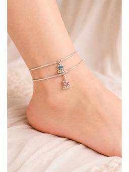 Miora - 925 Sterling Silver Minimal Dhol Charm Anklet With Huid