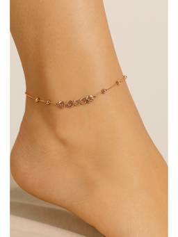Miora - 925 Sterling Silver Rose Gold Plated Covered Star Anklet With Huid