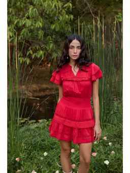 The Clothing Factory - Women Cotton Red A-Line Mini Dress