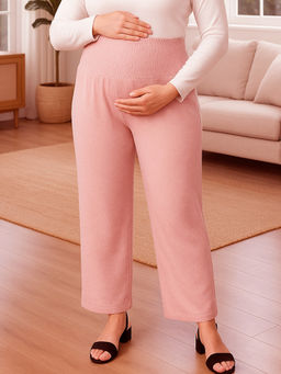 Angloindu - Women Pink Straight-Fit Maternity Pants