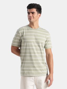 Jockey - 2715 Men Cotton Rich Striped Crew Neck T-Shirt-Desert Sage And White