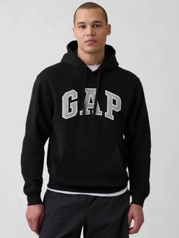 GAP - Men Typography Embroidered Relaxed Fit Hoodie - Black