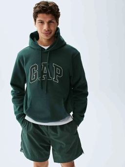 GAP - Men Typography Embroidered Relaxed Fit Hoodie - Green