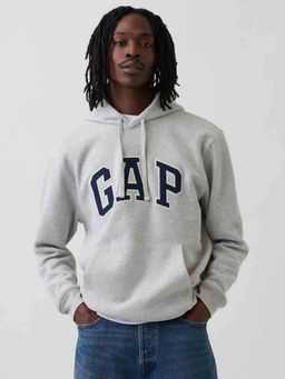 GAP - Men Typography Embroidered Relaxed Fit Hoodie - Grey