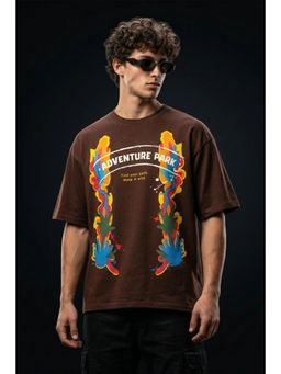 VEIRDO - Men's Brown Silicon Graphic Printed Exclusive Supreme Edition T-Shirt
