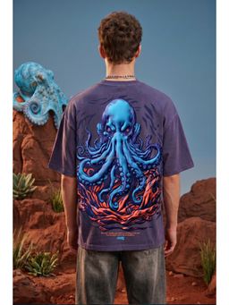VEIRDO - Men's Octopus Blue 3D Puff Graphic Printed Exclusive Supreme Edition T-Shirt.