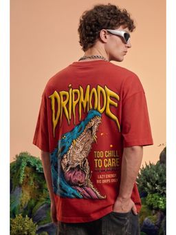 VEIRDO - Men's Dripmode Red 3D Puff Graphic Printed Exclusive Supreme Edition T-Shirt