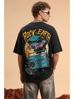VEIRDO - Men's Rock The Earth 3D Puff Graphic Printed Exclusive Supreme Edition T-Shirt