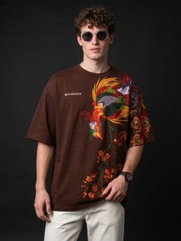 VEIRDO - Men's Burn Break Brown Front Graphic Printed Exclusive Supreme Edition T-Shirt