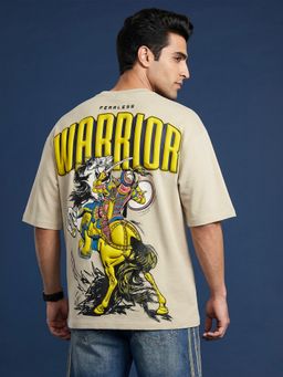 VEIRDO - Men's Warrior Swanwhite 3D Puff Graphic Printed Exclusive Supreme Edition T-Shirt