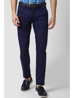 Peter England - Men Navy Solid Super Straight Fit Chino Casual Trouser