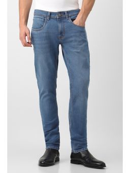 Peter England - Men Blue Mid Wash Jeans