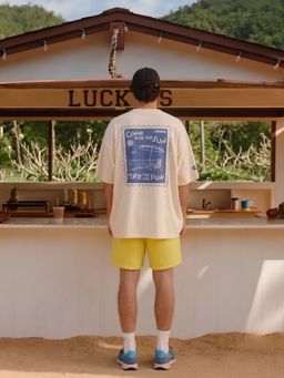 PRONK - Beach Postcard Men Graphic Printed Oversized Graphic Printed T-Shirt