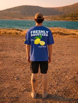 PRONK - Squeezed Lemon Men Graphic Printed Oversized T-Shirt