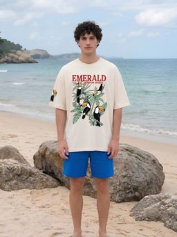 PRONK - Emerald Toucan Men Graphic Printed Oversized T-Shirt