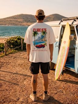 PRONK - Club 1975 Men Graphic Printed Oversized T-Shirt