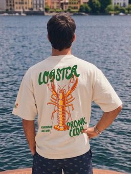 PRONK - Lobster Men Graphic Printed Oversized T-Shirt