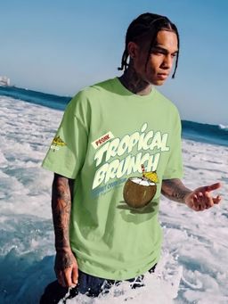 PRONK - Tropical Brunch Men Graphic Printed Oversized T-Shirt