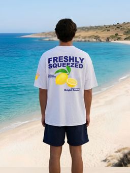 PRONK - Squeezed Lemon Men Graphic Printed Oversized T-Shirt