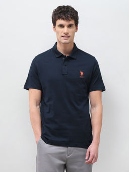 U.S. Polo Assn. Denim Co. - Men's Solid Slim Fit Polo T-Shirt - Navy Blue