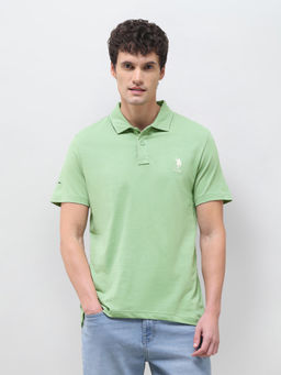 U.S. Polo Assn. Denim Co. - Men's Solid Slim Fit Polo T-Shirt - Green