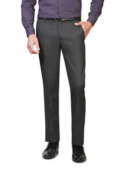 Van Heusen - Men Grey Solid Straight Fit Trouser