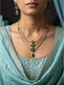 Vosgi - Emerald Green CZ Bridal Jewellery Set