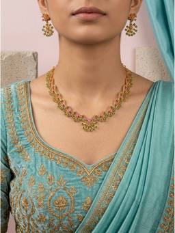 Vosgi - Ruby Emerald CZ Floral Vine Jewellery Set