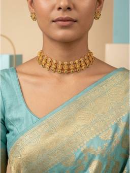 Vosgi - Floral White and Emerald CZ Bridal Jewellery Set