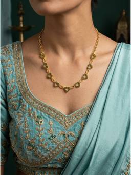 Vosgi - Heart-Link Emerald CZ Chain Jewellery Set