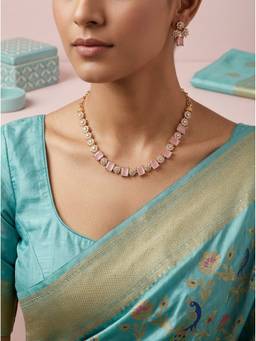 Vosgi - Blush Pink Crystal Floral Link Jewellery Set