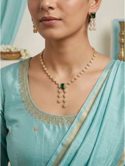 Vosgi - Emerald Green Crystal Link Statement Jewellery Set