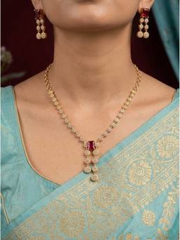 Vosgi - Ruby Pink Crystal Link Statement Jewellery Set