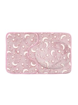 EZ Life - Luminous Luxe Glow In Dark Crescent Moon 3 Piece Bathroom Mats Set L 80 x W 50 cms Pink