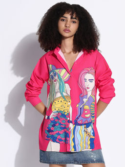 SHOWOFF - Edition Women Graphic Pink Oversized Shirt