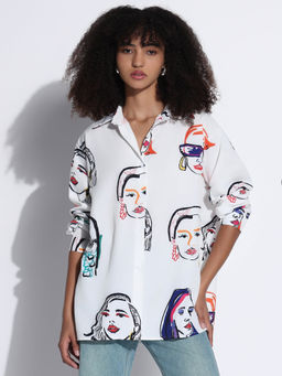 SHOWOFFFF - Edition Women Graphic White Oversized Shirt