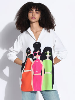 SHOWOFFFF - Edition Women Graphic White Oversized Shirt