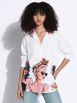 SHOWOFFFF - Edition Women Graphic White Oversized Shirt