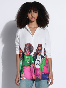 SHOWOFFFF - Edition Women Graphic White Oversized Shirt
