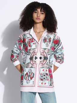 SHOWOFF - Edition Women Graphic Multi Color Oversized Shirt