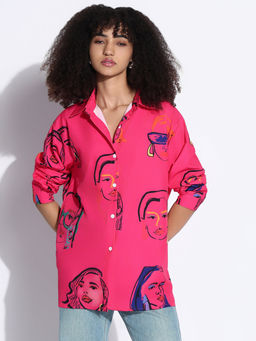 SHOWOFF - Edition Women Graphic Pink Oversized Shirt