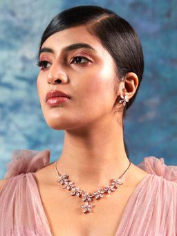 Estele - Rose Gold Plated CZ Marquise Star Necklace for Women (Set of 2)