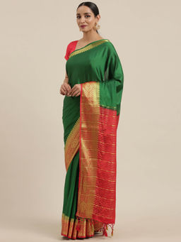 Mimosa - Women Mysore Silk Crepe Saree With Unstitched Blouse