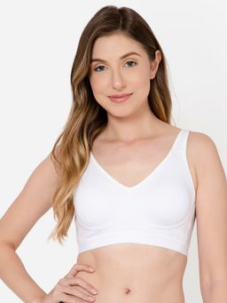 Clovia - Non-Padded Non-Wired Full Figure Spacer Cup T-Shirt Bra In White - Cotton Rich