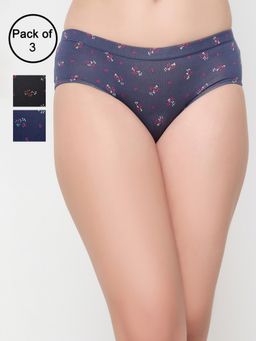 Clovia - Polyamide Medium Waist Outer Elastic Hipster Panty - Multi-Color (Pack of 3)