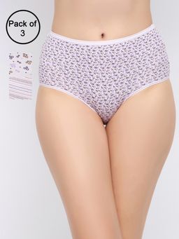 Clovia - Cotton Spandex High Waist Outer Elastic Hipster Panty - Multi-Color (Pack of 3)